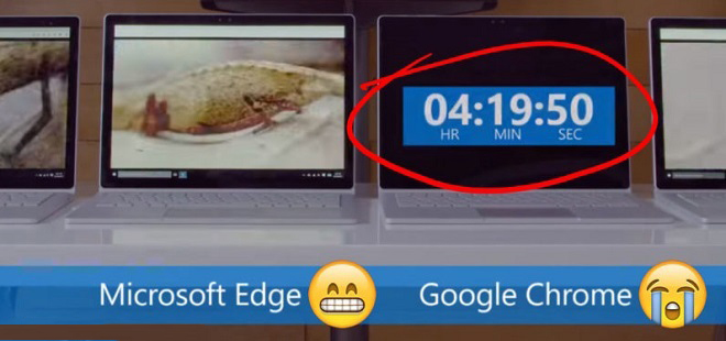 تبلیغ جدید مایکروسافت از عمر باتری ضعیف کروم حکایت دارد